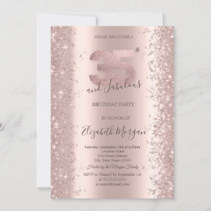 Rose Gold Sparkle Diamonds 35th Birthday Invitation