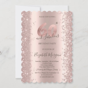  Rose Gold Sparkle Diamonds 60th Birthday  Invitation