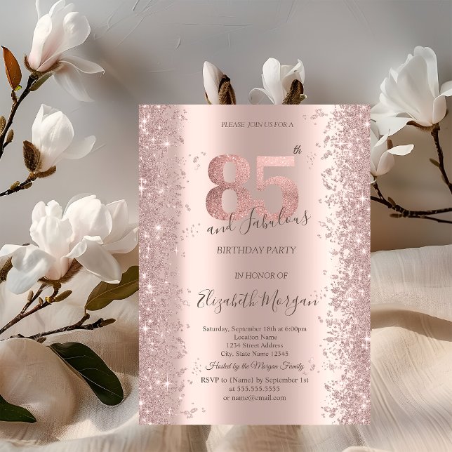  Rose Gold Sparkle Diamonds 85th Birthday  Invitation (Creator Uploaded)