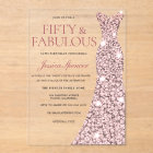 Rose Gold Sparkle Dress 50th Birthday Invite