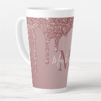 Rose Gold Sparkle Dripping Glitter Monogram