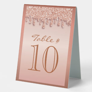 Rose Gold Sparkle Drippy Drip Table Number Seating