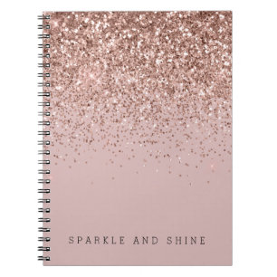 Rose Gold Sparkle Faux Glitter Notebook