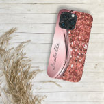 Rose Gold Sparkle Faux Glitter Personalized Metal Case-Mate iPhone 14 Plus Case<br><div class="desc">The design is a photo and the cases are not made with actual glitter, sequins, metals or woods. This design is also available on other phone models. Choose Device Type to see other iPhone, Samsung Galaxy or Google cases. Some styles may be changed by selecting Style if that is an...</div>