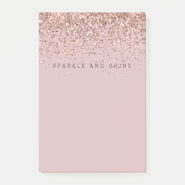 Rose Gold Sparkle Faux Glitter Post-it Notes (Front)