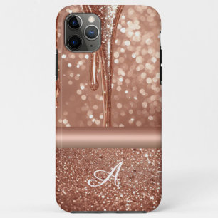 💖 Rose Gold Sparkle Flow Custom Name Glitter Drip iPhone 11 Pro Max Case