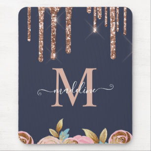 Rose Gold Sparkle Glam Glitter Drips Ipad Case Mouse Pad