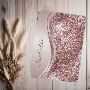 Rose Gold Sparkle Glitter Bling Personalised  iPad Pro Cover