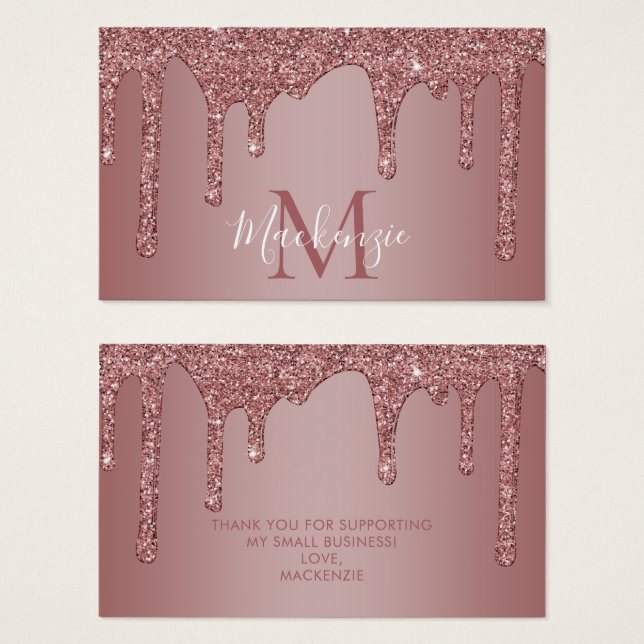Rose Gold Sparkle Glitter Drips Monogram (Front & Back)