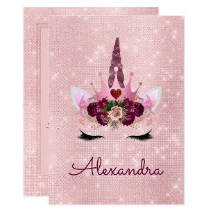 Rose Gold Sparkle Glitter Girly Birthday Party Invitation