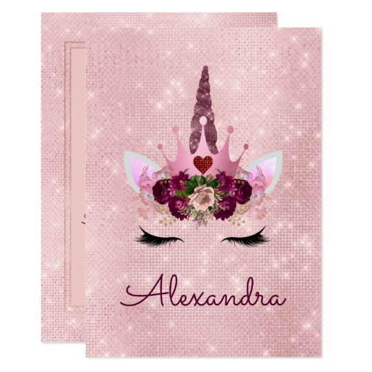 Rose Gold Sparkle Glitter Girly Birthday Party Invitation