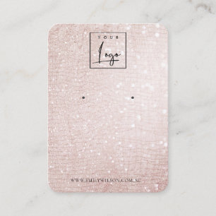 Rose Gold Sparkle Glitter Logo Earring Display Business Card