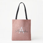 Rose Gold Sparkle Glitter Monogram Name & Initial