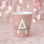 Rose Gold Sparkle Glitter Monogram Name & Initial Latte Mug<br><div class="desc">Blush Pink - Rose Gold Sparkle Glitter Girly Chic Monogram Name and Initial Latte Coffee or Tea Mug. The monogrammed mug makes the perfect Bridal Shower,  Bachelorette Party,  Sweet 16 Birthday or Christmas gift for someone who loves rose gold.</div>
