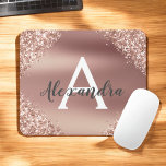 Rose Gold Sparkle Glitter Monogram Name Mousepad<br><div class="desc">Blush Pink - Rose Gold Faux Sparkle Glitter Metallic Foil Ombre Monogram Name Monogram Mousepad. This Mouse pad can be customised to include your first name.</div>