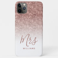 Rose Gold Sparkle Glitter Personalised Mrs Bride