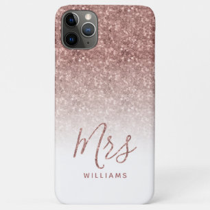 Rose Gold Sparkle Glitter Personalized Mrs Bride iPhone 11 Pro Max Case
