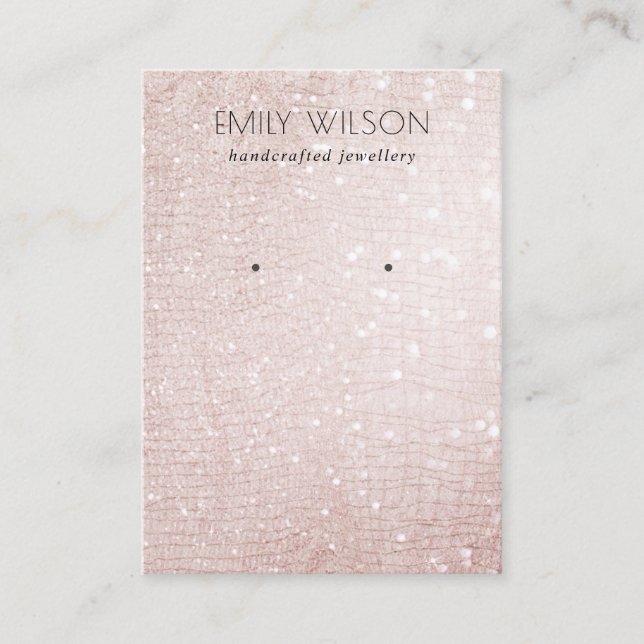Rose Gold Sparkle Glitter Shiny Earring Display Business Card (Front)