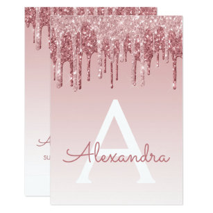 Rose Gold Sparkle Glitter Sweet Sixteen Birthday Invitation