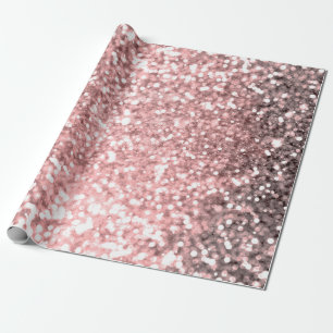 Rose Gold Sparkle Lights Girls Glittery Sparkly Wrapping Paper