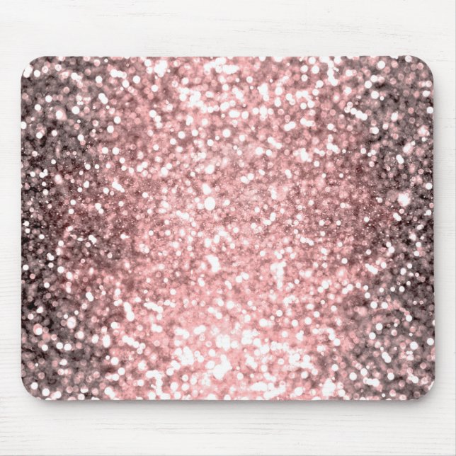 Rose Gold Sparkle Lights Glitter Sparkly Glamour Mouse Pad (Front)