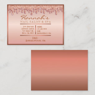 Rose Gold Sparkle Nail Salon Spa Glitter Peach Business Card