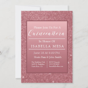 Rose Gold Sparkle Quinceanera Party Invitation
