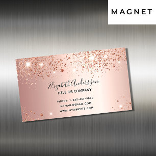 Rose gold sparkles elegant 	Magnetic business card