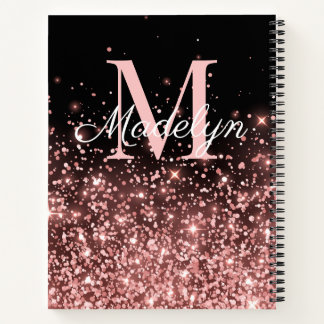 Rose Gold Sparkles monogram name Notebook