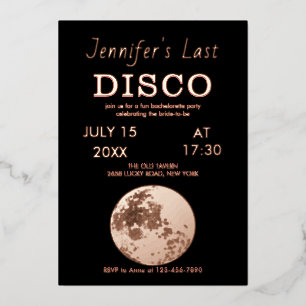 Rose gold sparkling disco ball Bride's last disco