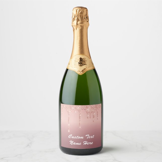 Rose Gold Sparkling Wine Label Personalised Text (Front)