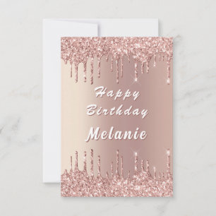 Rose Gold Sparkly Birthday Card Personalized Name