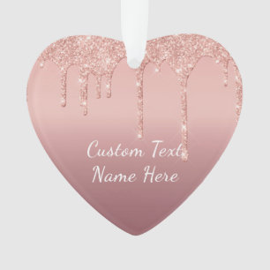 Rose Gold Sparkly Christmas Ornament Custom Text