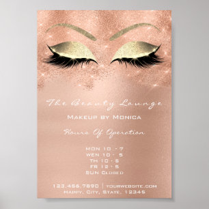 Rose Gold Sparkly Eye White Glitter Beauty Salon Poster