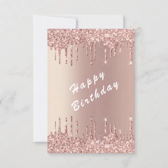 Rose Gold Sparkly Glitter Birthday Card | Zazzle