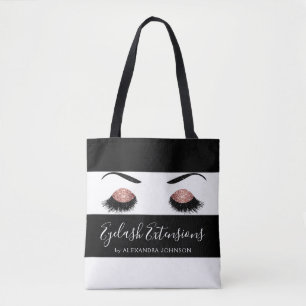 Rose Gold Sparkly Glitter Eyelash Extensions Tote Bag