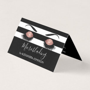 Rose Gold Sparkly Glitter Modern Microblading Business Card