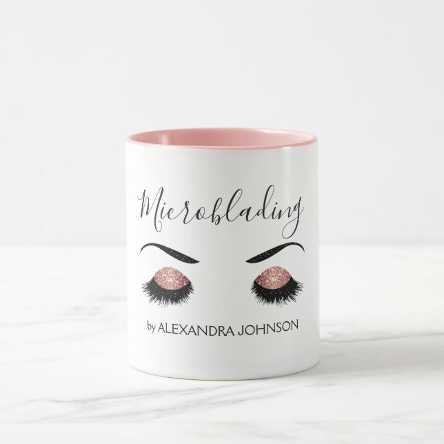 Rose Gold Sparkly Glitter Modern Microblading Mug (Center)