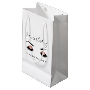 Rose Gold Sparkly Glitter Modern Microblading Small Gift Bag