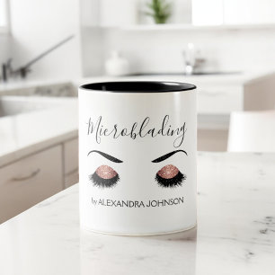 Rose Gold Sparkly Glitter Modern Microblading Two-Tone Coffee Mug