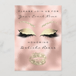 Rose Gold Sparkly Lips Glitter Sweet 16th Bridal Invitation