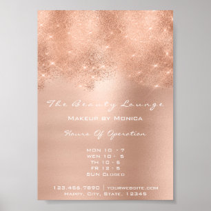 Rose Gold Sparkly Lux White Glitter Beauty Salon Poster