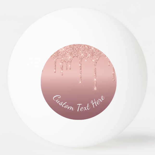 Rose Gold Sparkly Ping Pong Ball Personalised Text (Front)