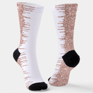Rose Gold Sparkly White Socks