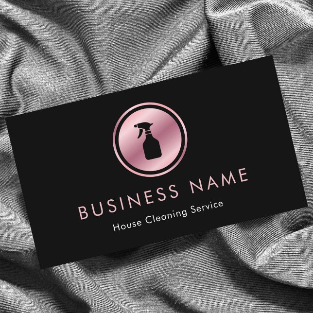 Rose Gold Spray Bottle Maid Housekeeping Cleaning Business Card (Creator Uploaded)