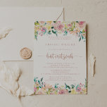 Rose Gold Spring Floral Bat Mitzvah   Invitation<br><div class="desc">This rose gold spring floral bat mitzvah invitation is perfect for a rustic bat mitzvah. The design features a wealth of colourful peonies and green foliage,  neatly bunched into charming bouquets,  inspiring natural beauty.</div>