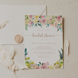 Rose Gold Spring Floral Bridal Shower  Invitation