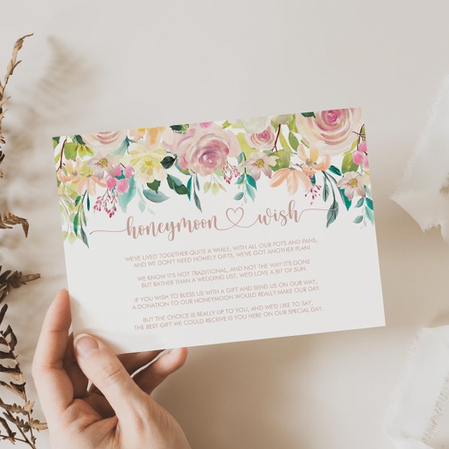 Rose Gold Spring Floral Honeymoon Wish   Enclosure Card (Creator Uploaded)