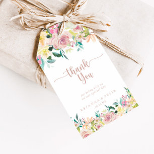 Rose Gold Spring Floral Wedding Thank You Gift Tags