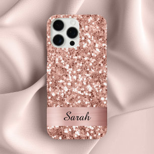 Rose Gold Square Glitter Shimmer Strip Foil iPhone 16 Pro Max Case